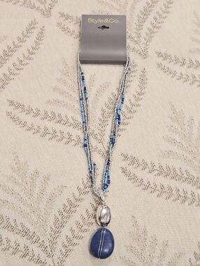 New - Style & Co Stone & Seed Bead Multi-Chain Pendant Necklace in beaded chains